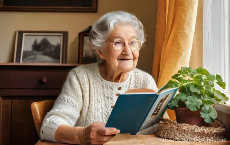 가족사 기록 사례 - **Image Prompt 1: The Family's Treasure Chest - Grandparents and Old Photos**
    "A cozy and warmly...