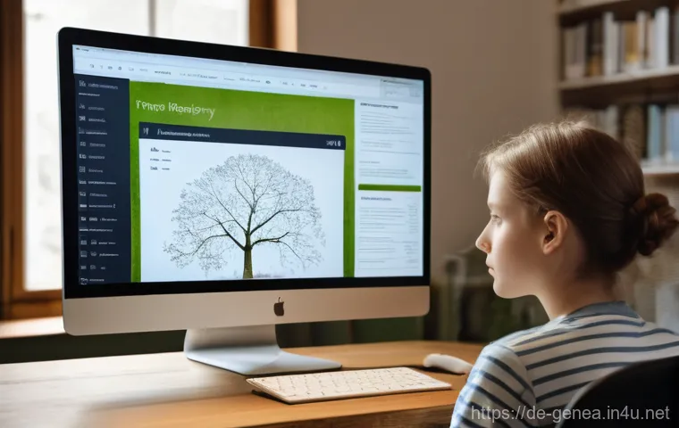 양반가 족보 - **Prompt:** A focused and diligent genealogist, a woman in her late 30s with her hair neatly tied ba...