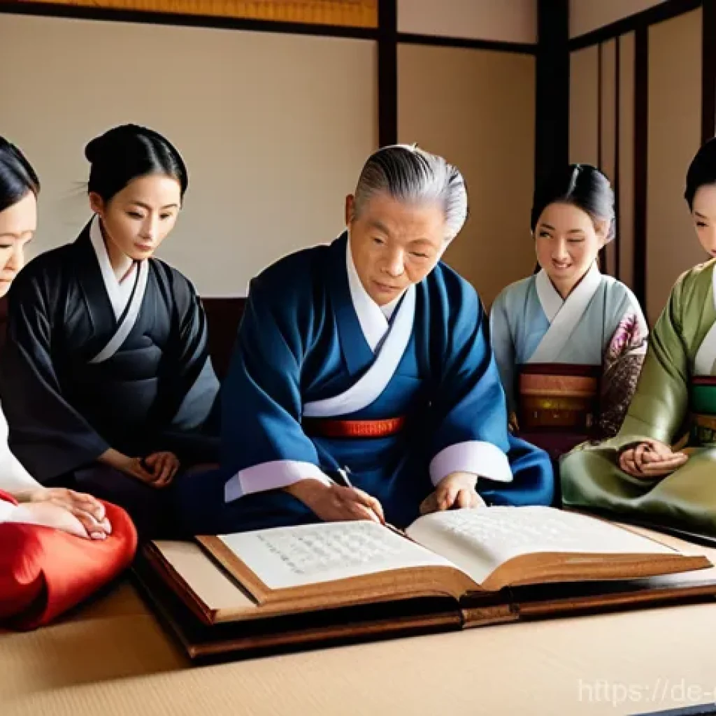 한국 성씨별 족보 - A multi-generational Korean family, dressed in comfortable modern-traditional fusion clothing, gathe...