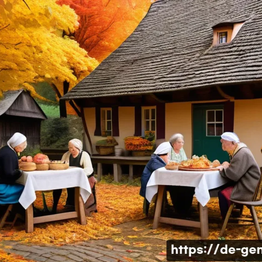 롯데가 족보 - A picturesque scene of a traditional southern German village in autumn, featuring historic timber-fr...