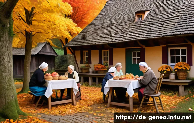 롯데가 족보 - A picturesque scene of a traditional southern German village in autumn, featuring historic timber-fr...